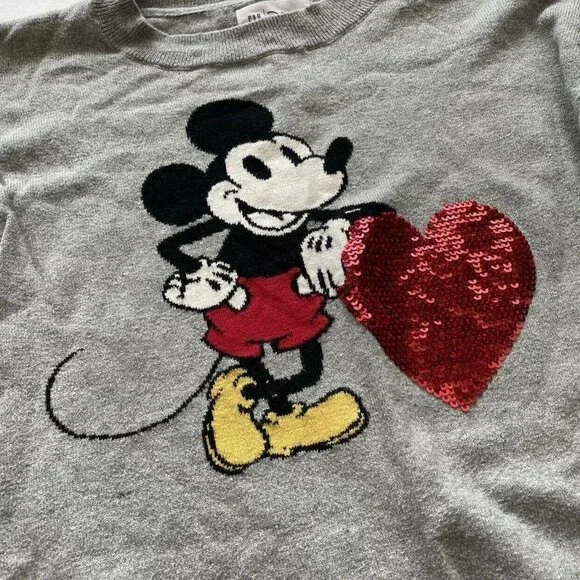 Gap Disney Girls Gray Mickey Mouse Sweater Size 8 - Picture 3 of 6